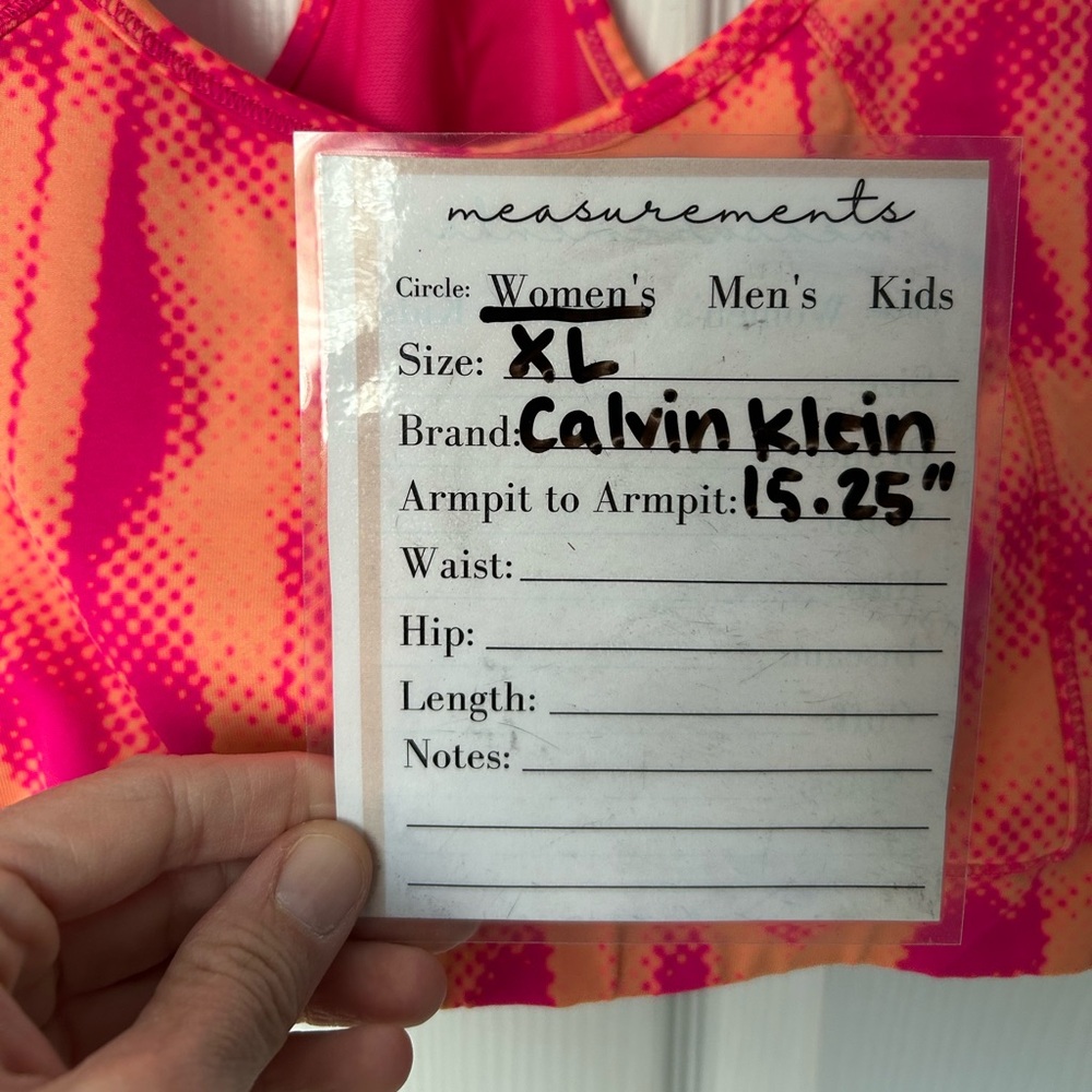 Calvin Klein Performance Quick Dry Pink and Orange Athletic Sports Bra Size XL - Picture 2 of 14